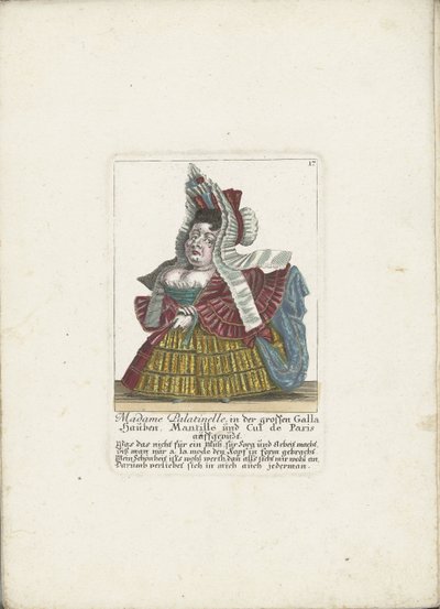 De Franse dwerg Madame Palatinelle, ca. 1710 door Martin Engelbrecht (attributed to)