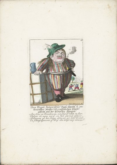 De dwerg Dan Hagel als een Hollandse bootsknecht, ca. 1710 door Martin Engelbrecht (attributed to)