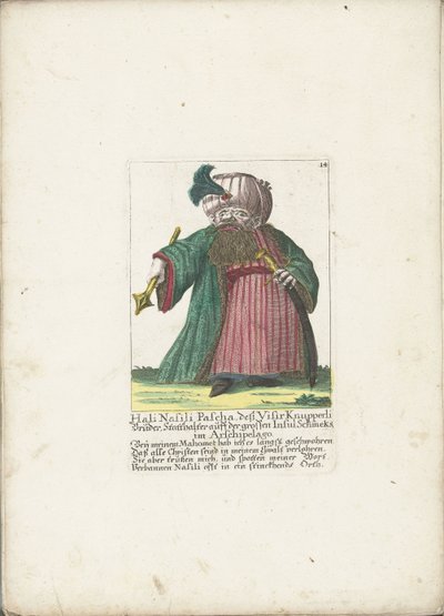De dwerg Hali Nasili Pascha, ca. 1710 Il Callotto resurcitato oder Neu eingerichtes Zwerchen Cabinet door Martin Engelbrecht (attributed to)