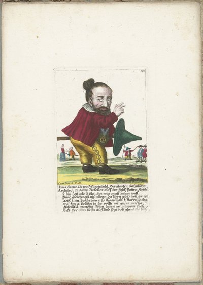 De dwerg Hans Sausakh von Wurstelfeld, ca. 1710 door Martin Engelbrecht (attributed to)