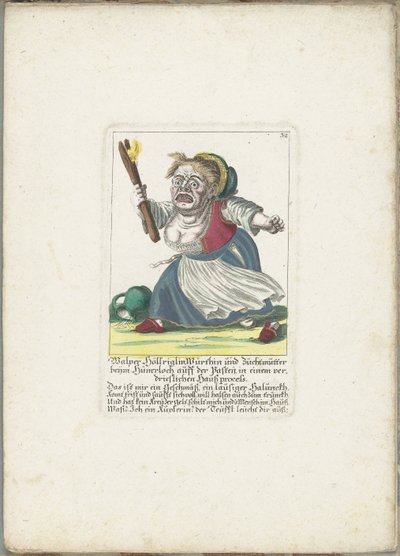 De dwerg Malper Höllriglin als waardin, ca. 1710 door Martin Engelbrecht (attributed to)