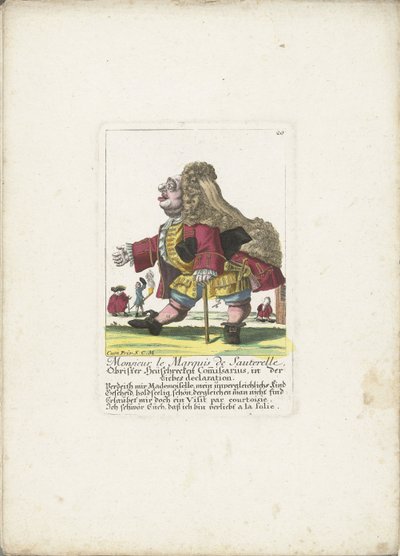 De dwerg Monsieur le Marquis de Sauterelle, ca. 1710 door Martin Engelbrecht (attributed to)