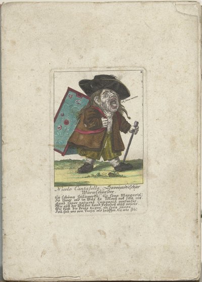 De dwerg Nicolo Cantabella, ca. 1710 door Martin Engelbrecht (attributed to)