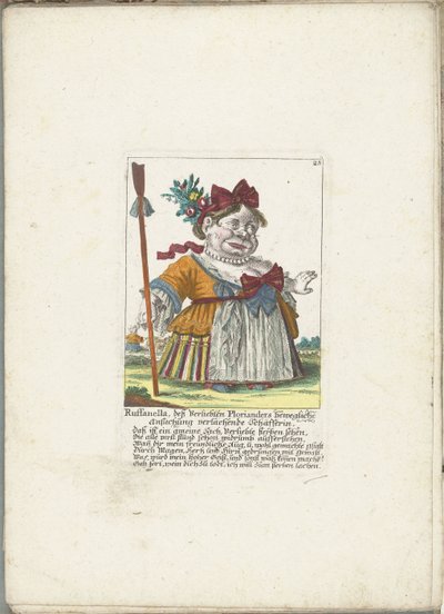 De dwerg Ruffanella als herderin, ca. 1710 door Martin Engelbrecht (attributed to)