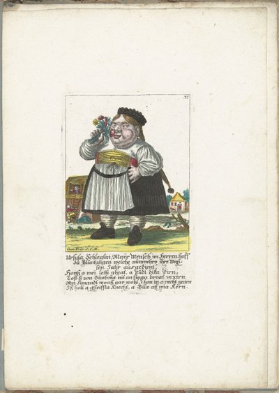 De dwerg Ursula Schleglin, ca. 1710 door Martin Engelbrecht (attributed to)
