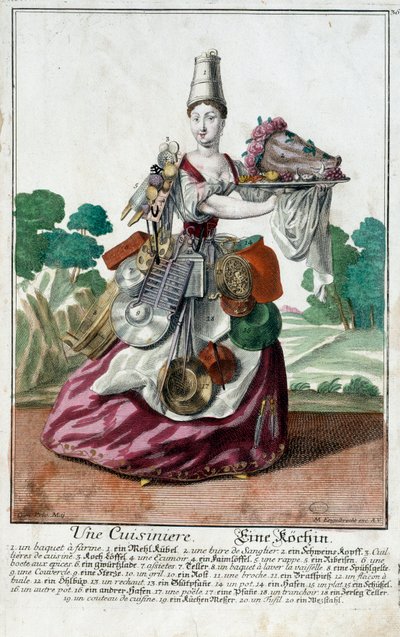 Een kok (gravure) door Martin Engelbrecht