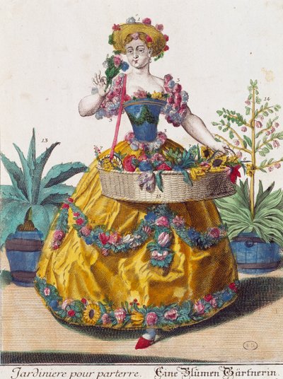 Tuinman, gravure uit Assemblage des nouveau manouvries habilles door Martin Engelbrecht, Duitsland door Martin Engelbrecht
