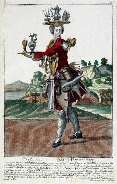 Ambacht: Een goudvis. Gravure door Martin Engelbrecht (1684-1756), in 