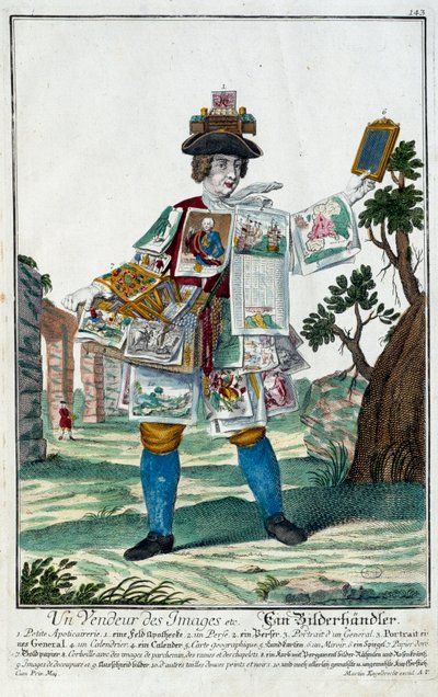 Beroep: Een prentverkoper (gravure) door Martin Engelbrecht