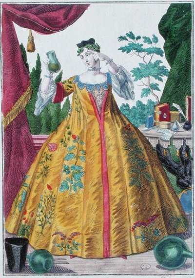 De Vrouw van de Dokter, c.1735 (gekleurde gravure) door Martin Engelbrecht