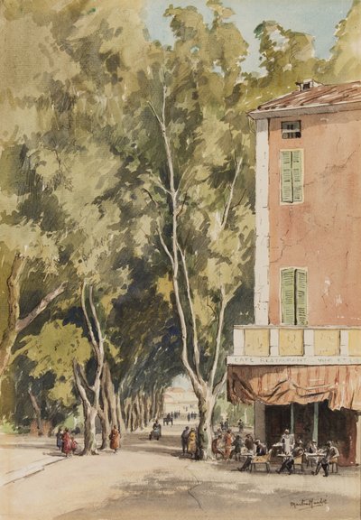 Een laan van platanen, Vaison, oktober 1933 door Martin Hardie