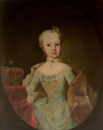 Aartshertogin Maria Josepha Habsburg-Lothringen, twaalfde kind van Keizerin Maria Theresia van Oostenrijk en Keizer Frans I door Martin II Mytens or Meytens