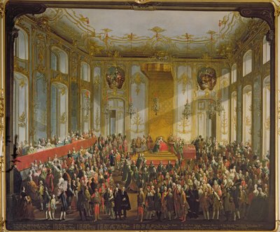Keizerin Maria Theresia bij de Investituur van de Orde van Sint-Stefanus, 1764 door Martin II Mytens or Meytens
