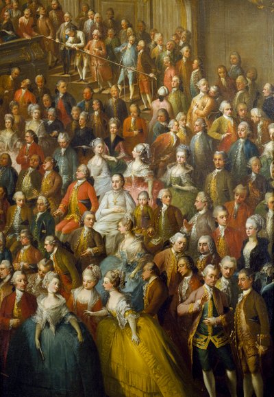 Feest ter ere van Maria Theresia van Oostenrijk, de toekomstige keizer Jozef II en zijn vrouw Isabella van Parma (detail) door Martin II Mytens or Meytens