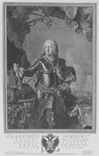 Frans I, Heilige Roomse Keizer, gegraveerd door Philipp Andreas Kilian door Martin II Mytens or Meytens