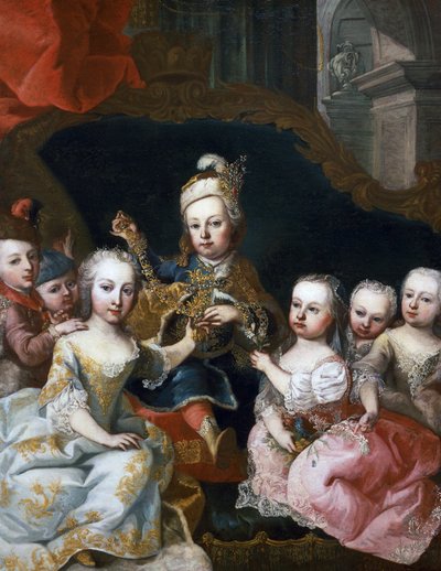 Portret van Jozef II als kind met zijn broers (Wenen) door Martin II Mytens or Meytens
