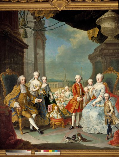 Maria Theresia omringd door haar familie, 1754 door Martin II Mytens or Meytens