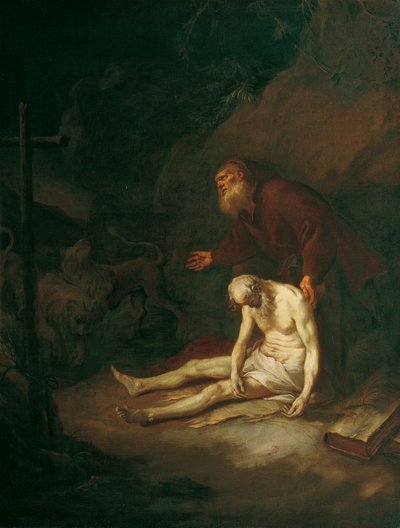 De heilige kluizenaars Antonius en Paulus door Martin Johann Schmidt
