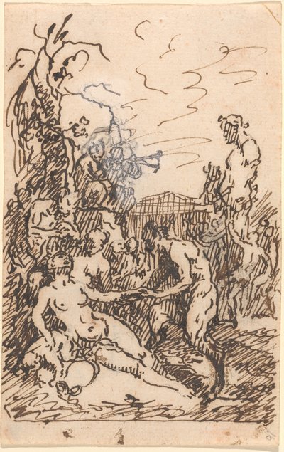 Satyrs en Nimfen door Martin Johann Schmidt