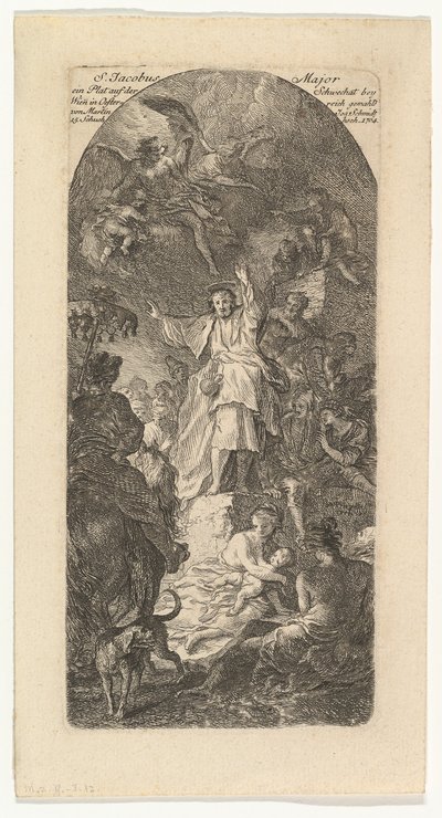 Sint Jacobus de Meerdere predikend, ca. 1764 door Martin Johann Schmidt