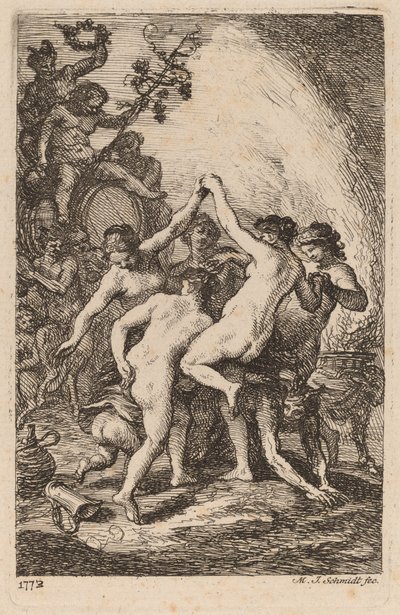 De Triomf van Bacchus met Dansende Nimfen door Martin Johann Schmidt