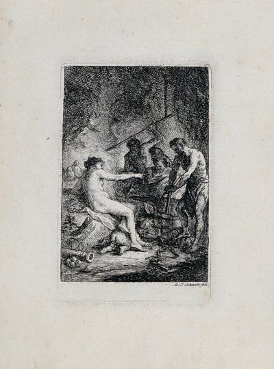 Venus in de smidse van Vulcanus door Martin Johann Schmidt