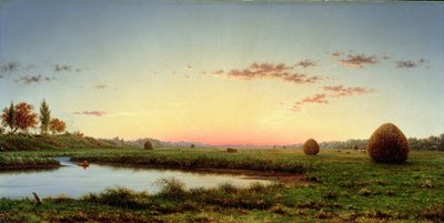 Hooibergen op de Newburyport Moerassen, 1862 door Martin Johnson Heade