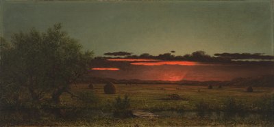 Weiden van New Jersey bij zonsondergang door Martin Johnson Heade