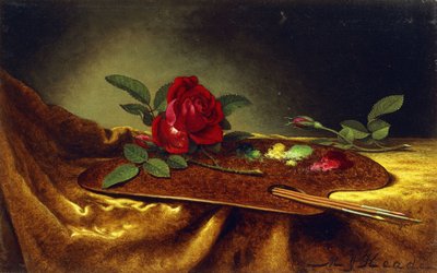 Rozen op een Palet, 1880s door Martin Johnson Heade