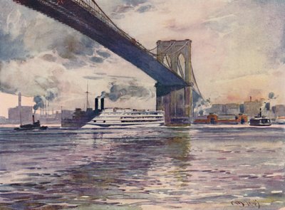 Brooklyn Bridge, New York, 1916 door Martin Lewis