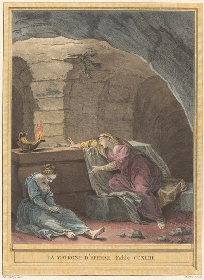 De matrone van Ephese door Martin Marvie after Jean Baptiste Oudry