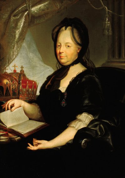 Portret van Catharina II in rouw door Martin Meytens the Younger