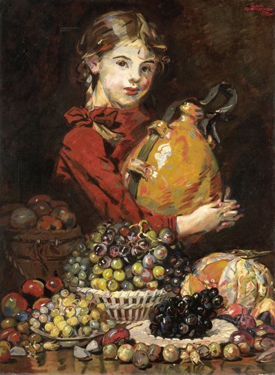 Monarosa, Dochter van de kunstenaar, als fruitverkoopster door Martin Monnickendam