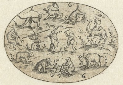 Ovaal met veertien dieren door Martin Pleginck