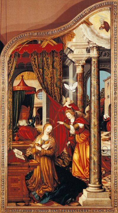 De Annunciatie, van linker paneel van Altaar van Wettenhausen door Martin Schaffner
