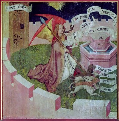 Altaarstuk van de Dominicanen: De Mystieke Jacht, c.1470-80 door Martin Schongauer