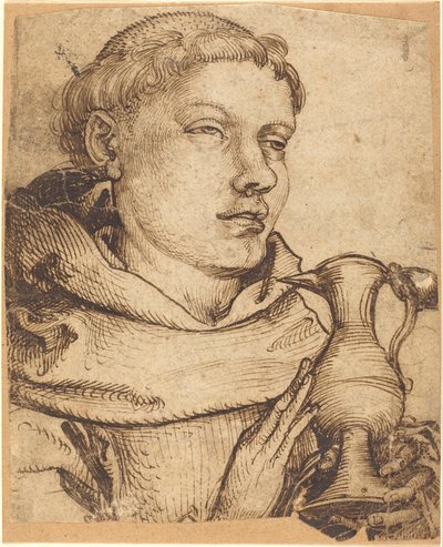Buste van een monnik die assisteert bij de communie door Martin Schongauer