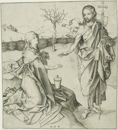 Christus verschijnt aan de Magdalena—Noli Me Tangere door Martin Schongauer