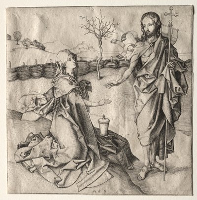 Christus verschijnt aan de Magdalena door Martin Schongauer