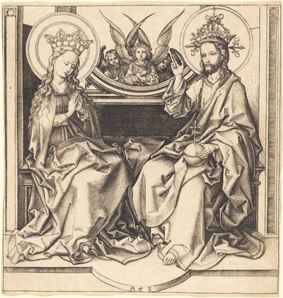 Christus Zegent de Maagd door Martin Schongauer