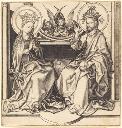 Christus Zegent de Maagd door Martin Schongauer