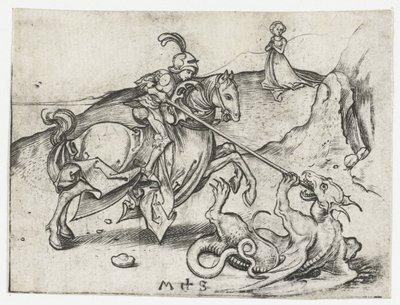 De Heilige Joris en de draak door Martin Schongauer