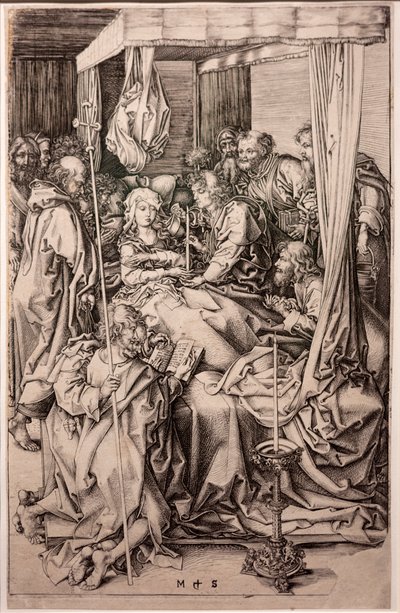 De dood van de Maagd. Martin Schongauer. Ca 1470-1491 (gravure op papier) door Martin Schongauer