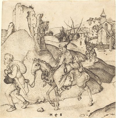 Boerenfamilie op weg naar de markt door Martin Schongauer
