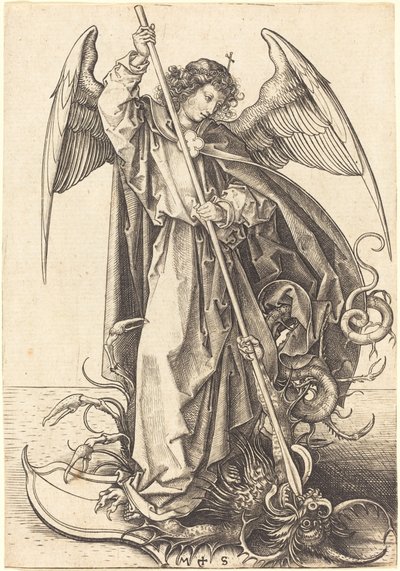 Sint Michaël die de Draak Doodt door Martin Schongauer