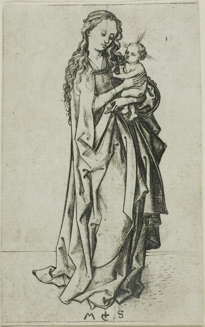 Kleine staande Madonna met kind door Martin Schongauer