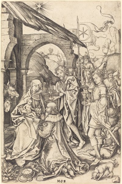 De Aanbidding der Wijzen door Martin Schongauer