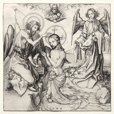 De doop van Christus in de Jordaan door Martin Schongauer