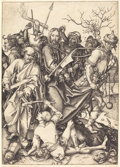 Het Verraad en de Gevangenneming van Christus door Martin Schongauer