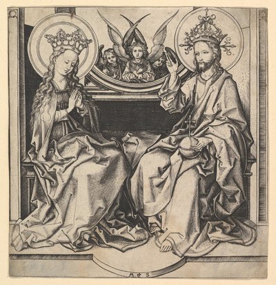 De Troonsbestijging van de Maagd, ca. 1435-1491 door Martin Schongauer